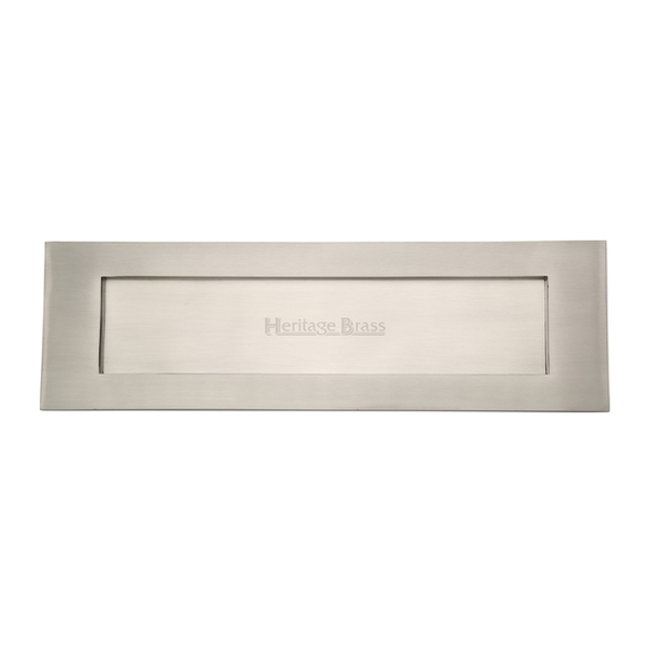 V850 406-SN • 411 x 129mm • Satin Nickel • Heritage Brass Victorian Sprung Flap Letter Plate